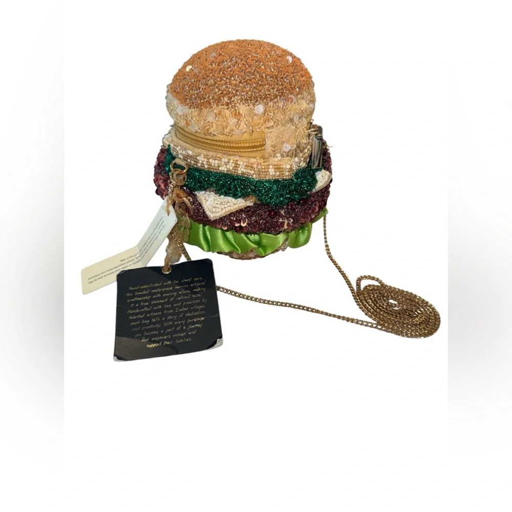 Beaded Hamburger Crossbody Bag by From India to You NWT #D - Picture 2 of 6